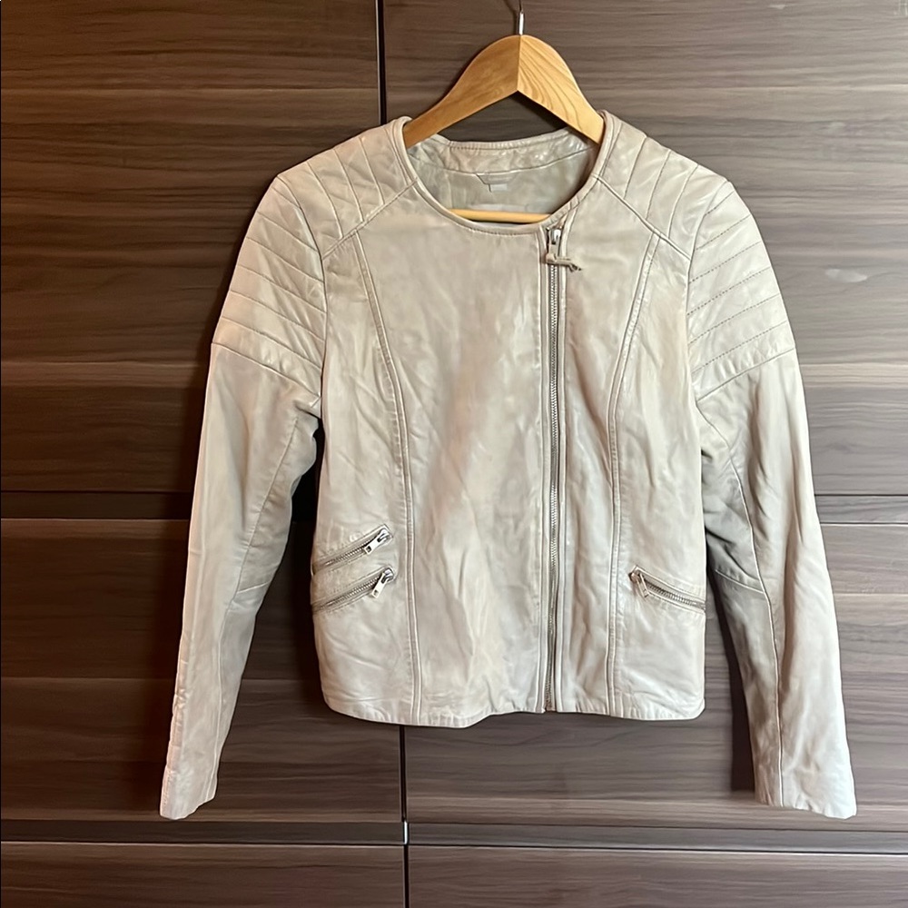 Soia & Kyo lambskin moto jacket Size M runs small. Dove gray/cement color